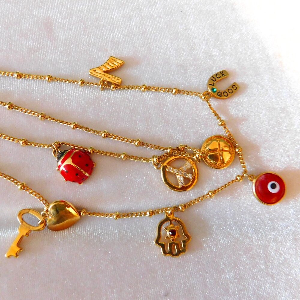 Ladies - "7 Symbols" Gold Plated Necklace